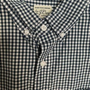 J Crew Slim Untucked Navy & White Striped Button Down Men’s Large Short